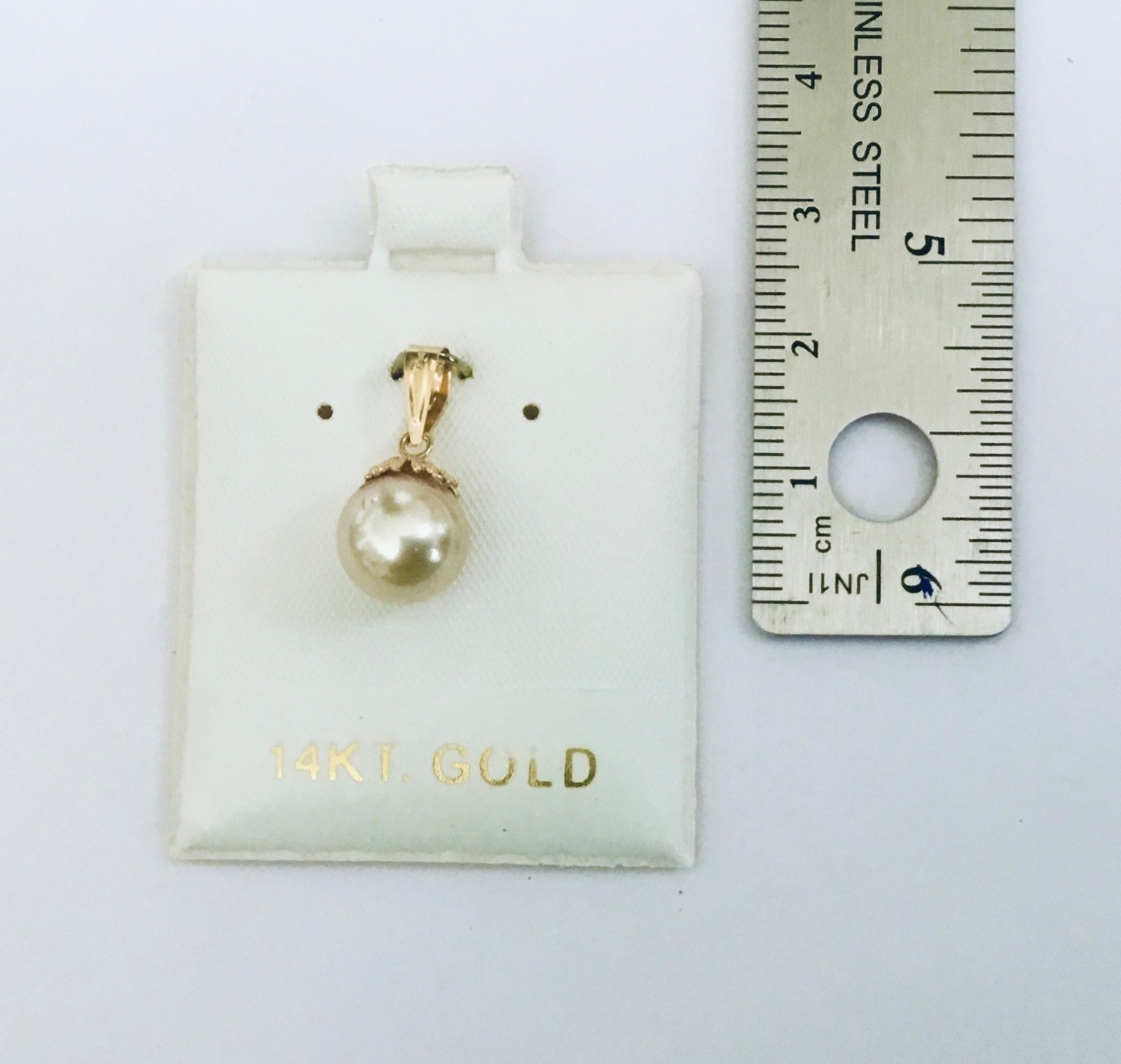 Classic Genuine Champagne 9.1 mm South Sea Pearl 14K Solid Gold Pendants NEW