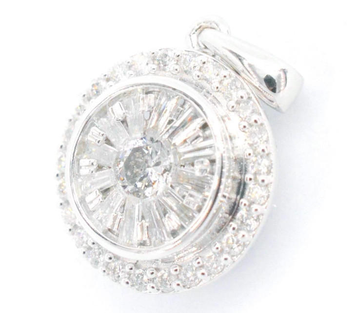 Colorless White Baguette & Round Cut 1.75CT Lab-Created Diamonds Premium Pendant
