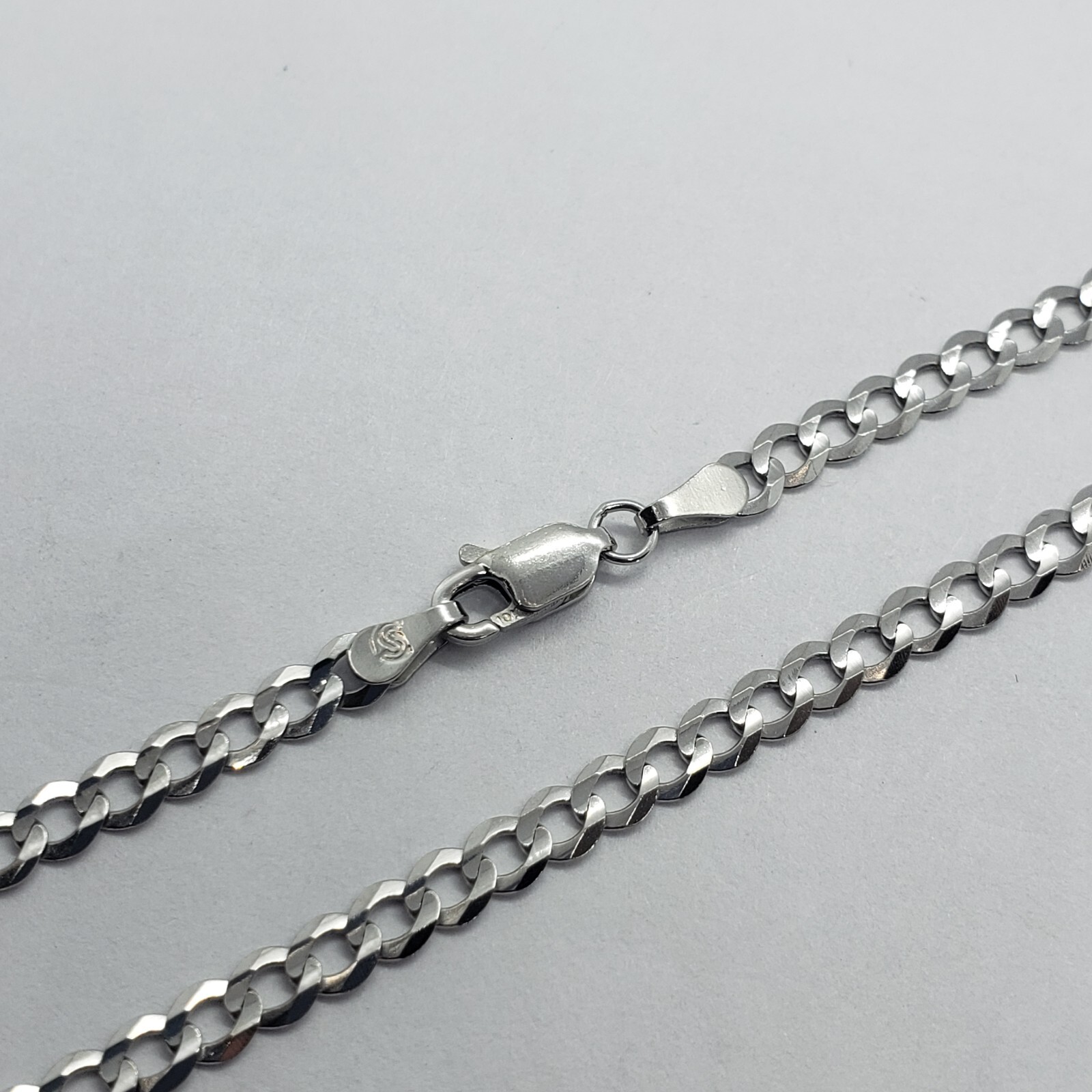 10K White Gold Solid Cuban Link Chain Curb Necklace Bracelet 3mm Size 7″~30″