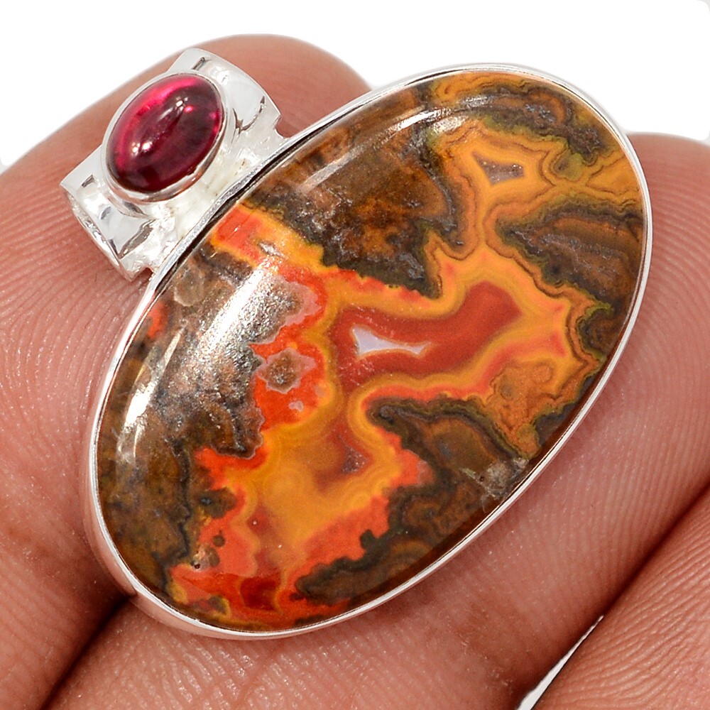 Natural Seam Agate – Turkey & Garnet 925 Silver Pendants Jewelry CP72459
