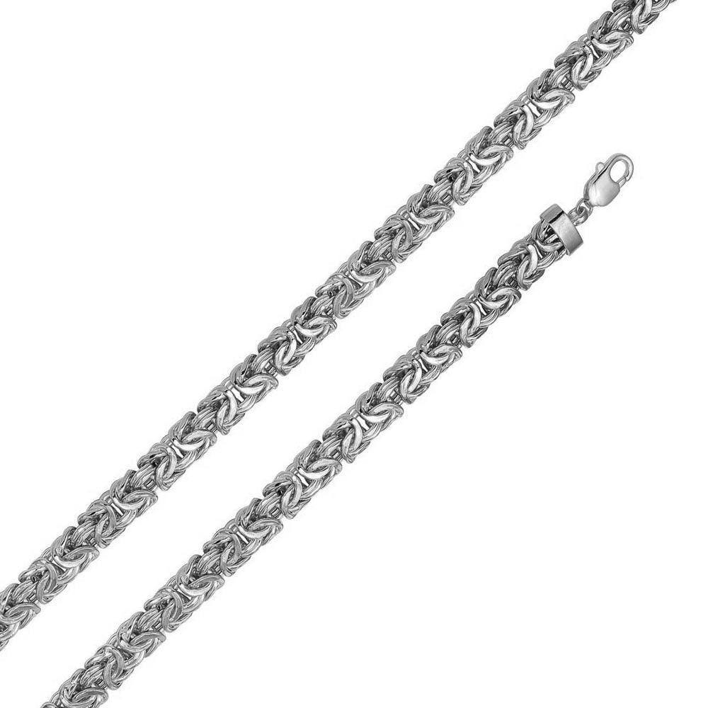 .925 Sterling Silver Anti Tarnish Flat Byzantine 4.2mm-11.1mm Chain Bracelet