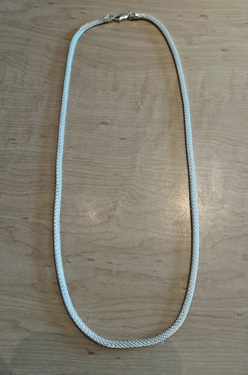 Italian Sterling Silver Mesh Chain Necklace 23.5” Long Italy 925 Lobster Clasp