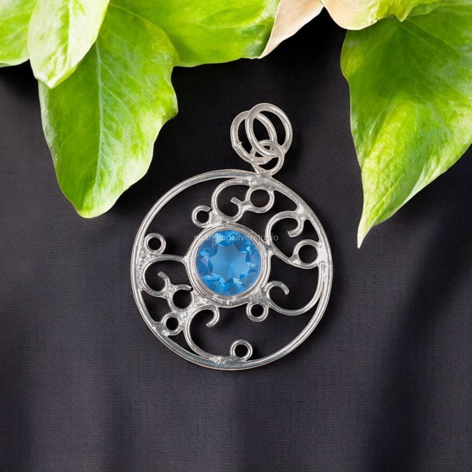 Tanzanite Gemstone Jewelry Sterling Silver Handmade Trendy Pendant 1.45″ For Her