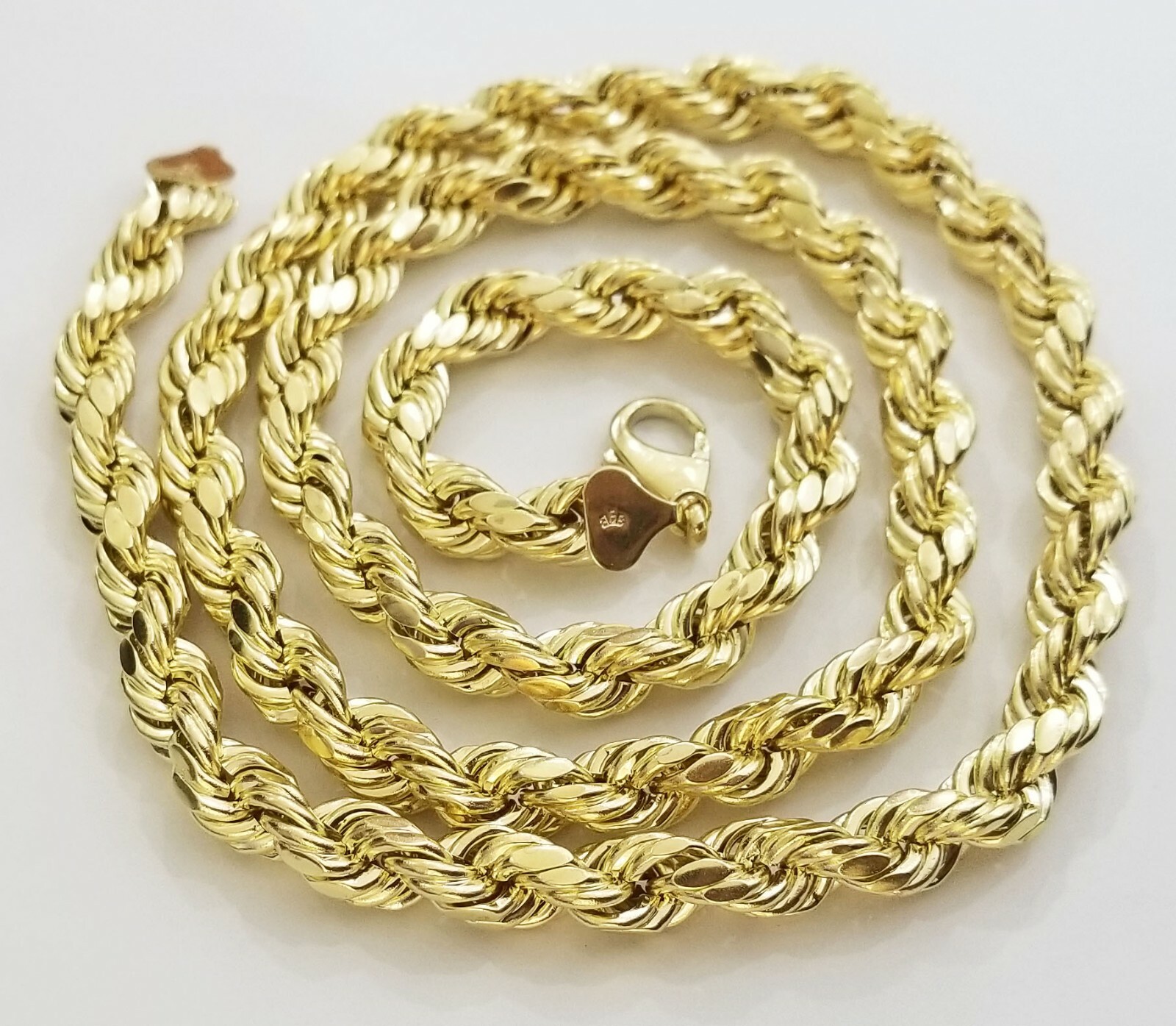10k REAL Yellow Gold Rope Chain Necklace 10mm 22″ Men Thick Diamond Cut