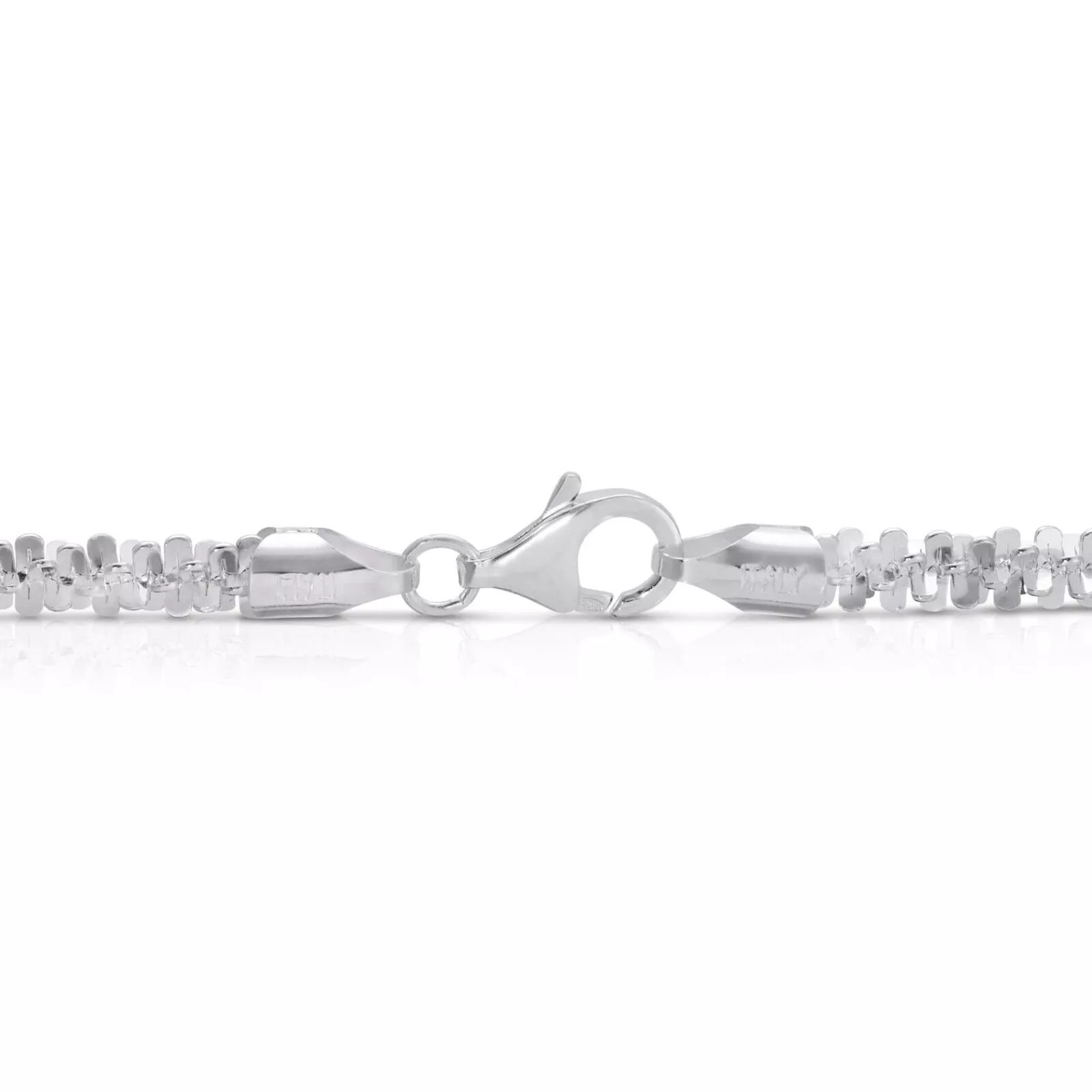 925 Sterling Silver Diamond Cut Margarita Sparkle Rock Chain Necklace 3mm ITALY