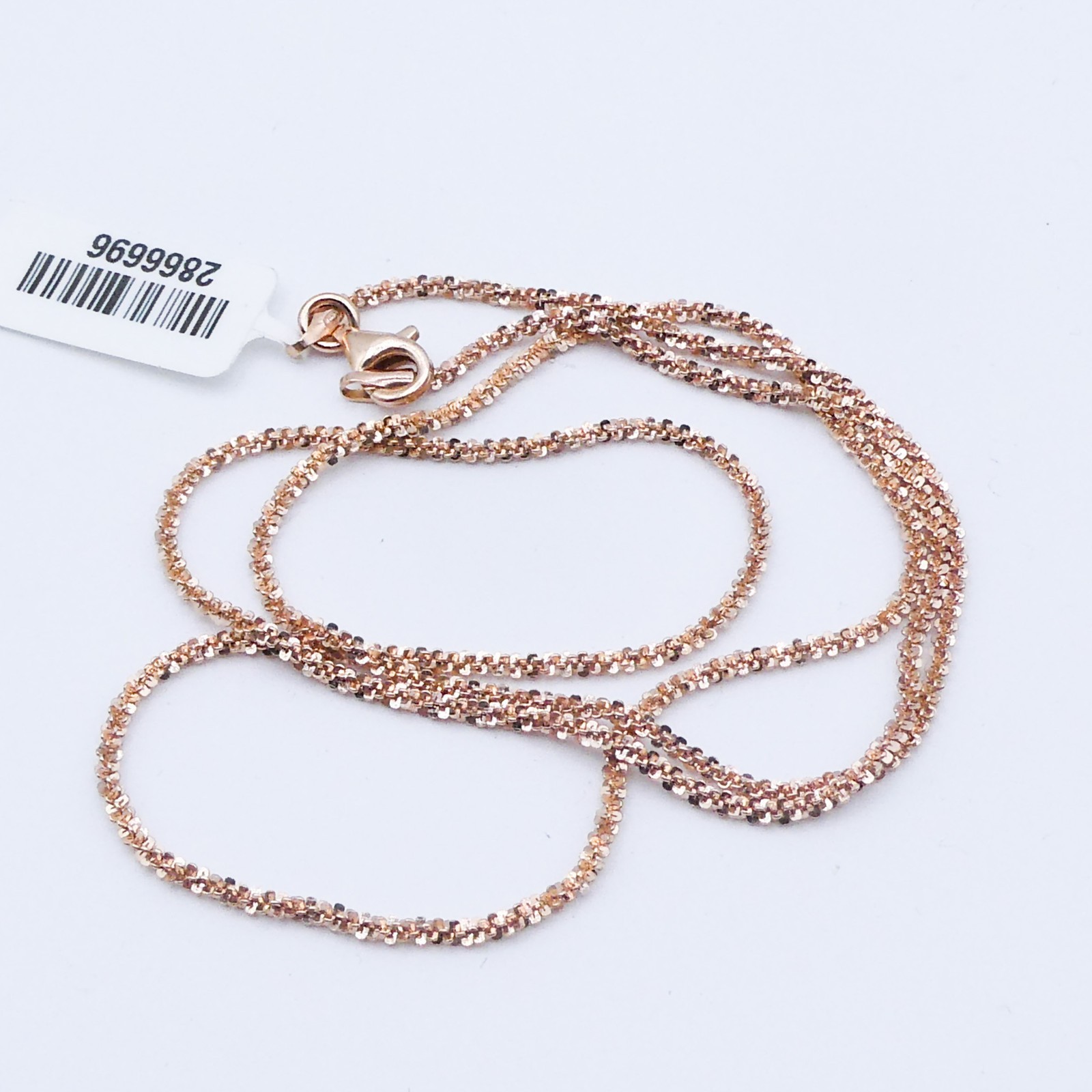 Rose Gold Over Sterling Silver Twisted Confetti 24″ Chain Necklace Stackable