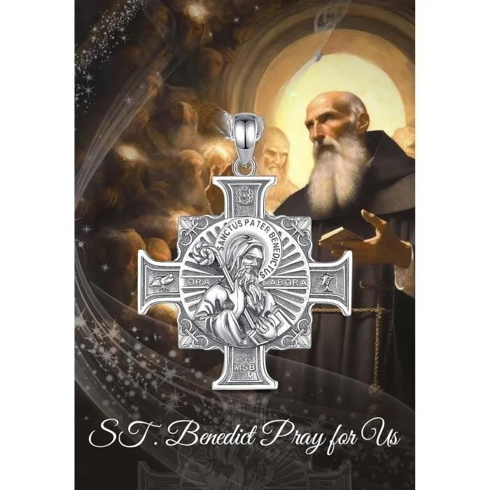 925 Sterling Silver Two-Sided Saint Benedict Necklace