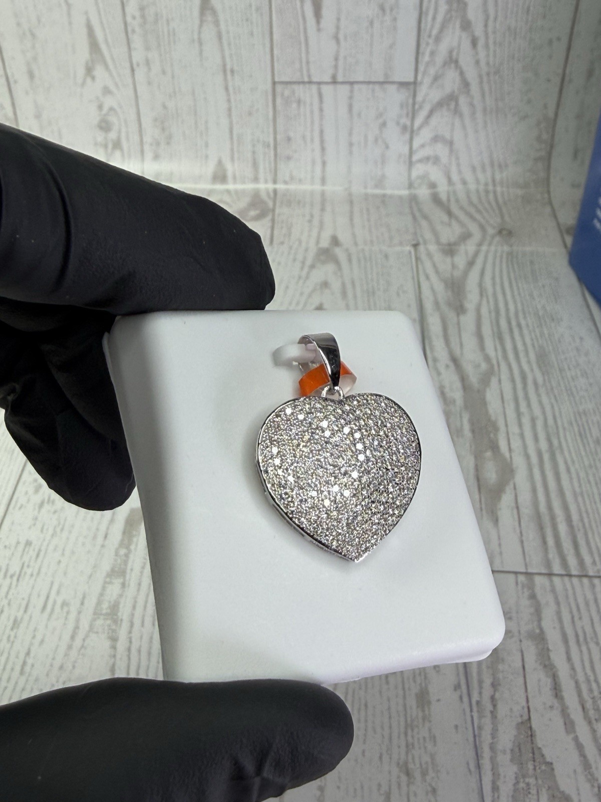 925 Sterling Silver White/Colorless Moissanite Heart Pavé Pendant, 2.00 CTW