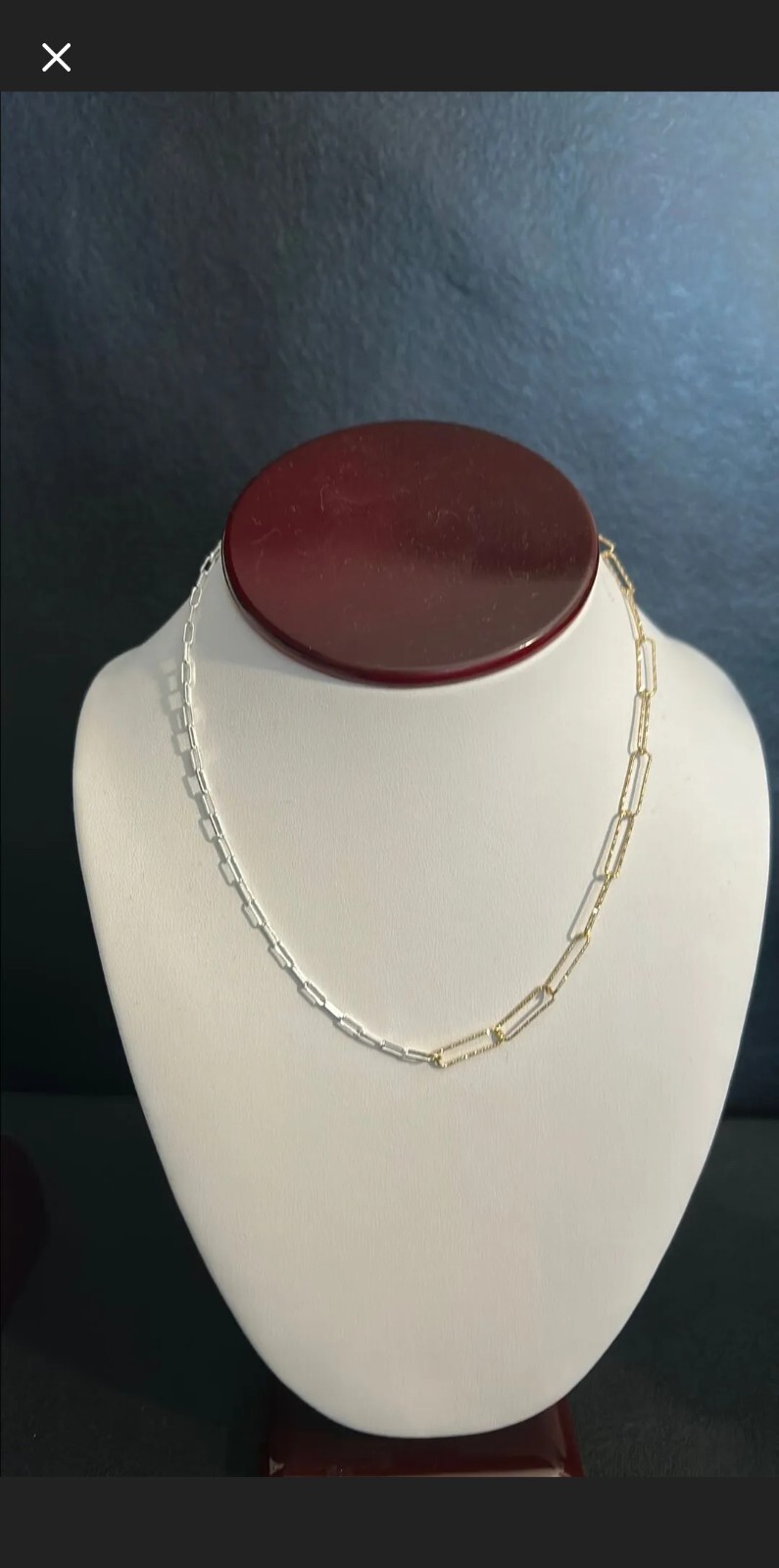 925 silver 2 tone paper clip chain 16 inch . Gold over and silver