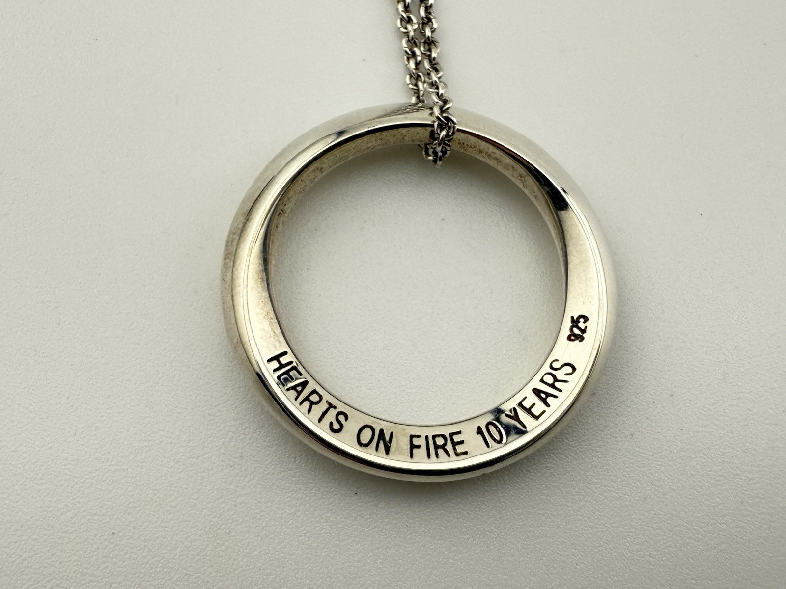 HEARTS ON FIRE 925 SILVER DIAMOND 10 YEAR ANNIVERSARY CIRCLE 18” NECKLACE K81B