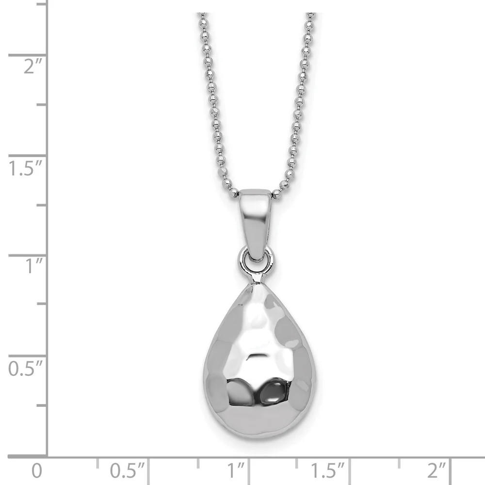 Sterling Silver RH-Plated Hammered Pendant Necklace