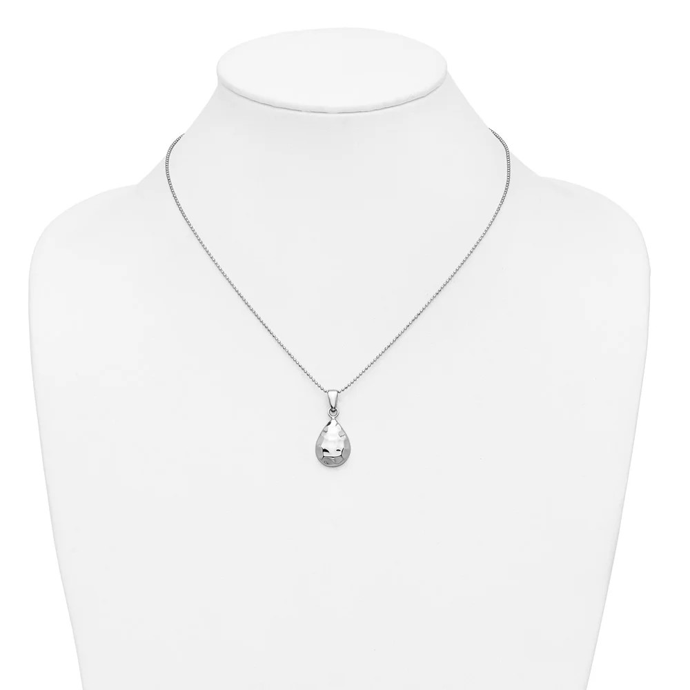 Sterling Silver RH-Plated Hammered Pendant Necklace