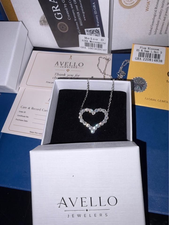 GRA-Certified 2 Carat Moissanite Heart Cable Chain Necklace 925 Sterling Silver