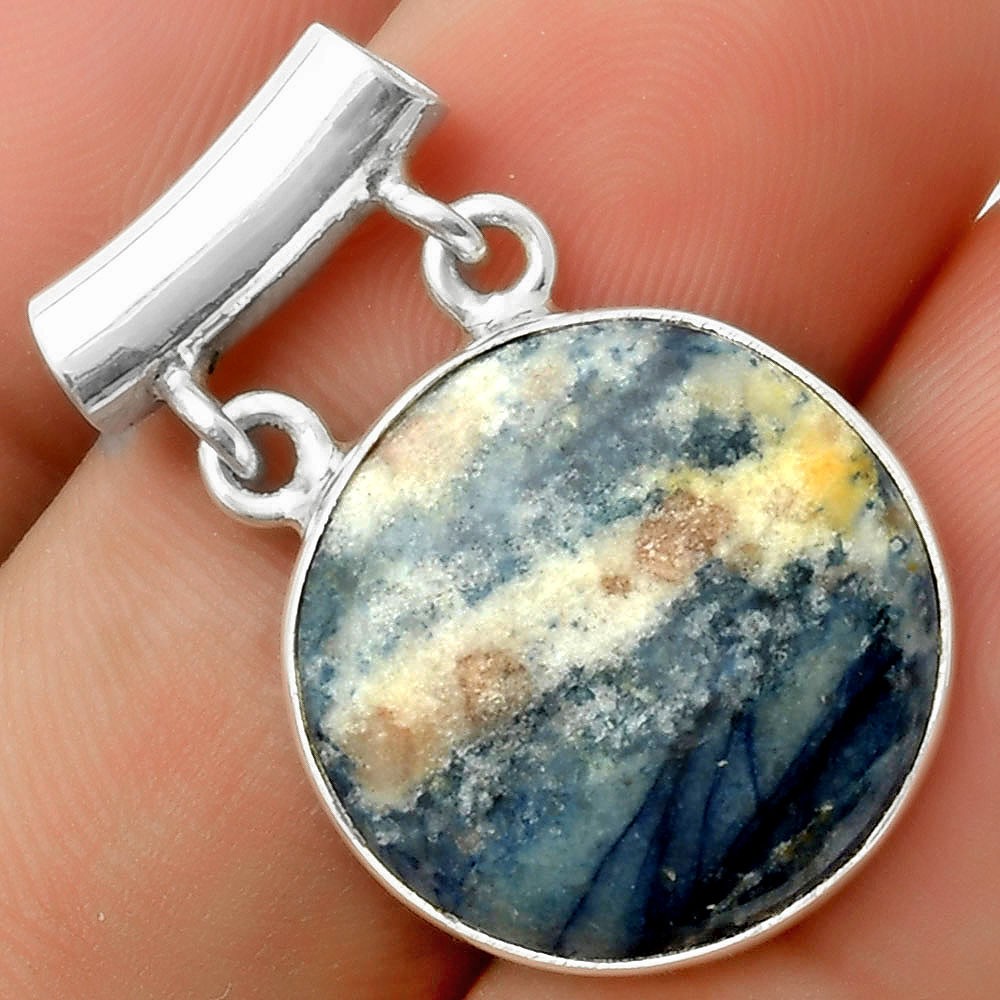 Natural Blue Scheelite – Turkey 925 Sterling Silver Pendant Jewelry P-1198