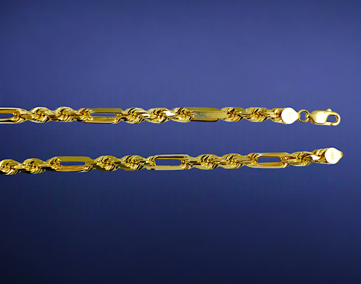 14K Yellow Gold SOLID Milano Figaro Rope Chain Necklace Diamond Cut Real 2mm-8mm