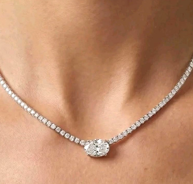 925 Silver, Gorgeous White Diamond Tennis Necklace, 3mm Certified Treated