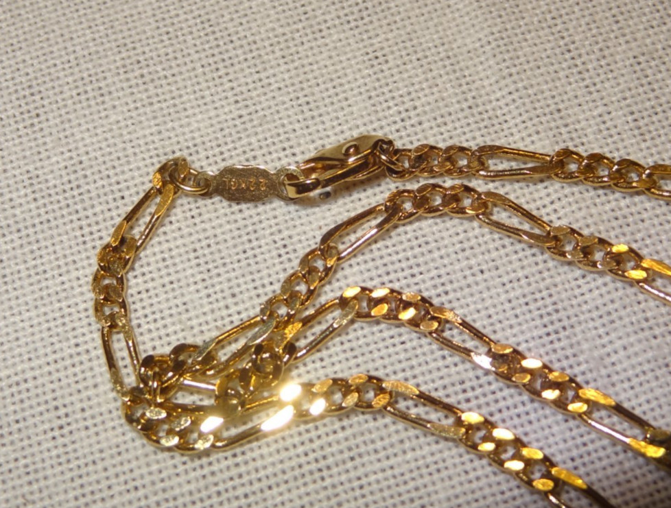 22K Gold Layered (22KGL) Chain Necklace 30″ Total Wt 10.2g