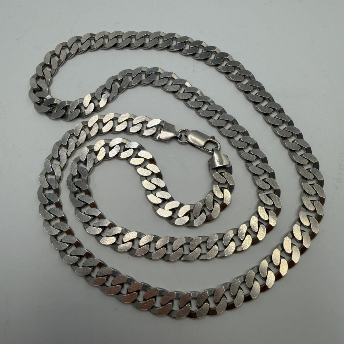 Vintage 925 Sterling Silver Cuban Curb Chain Necklace 8mm Heavy 57.2g