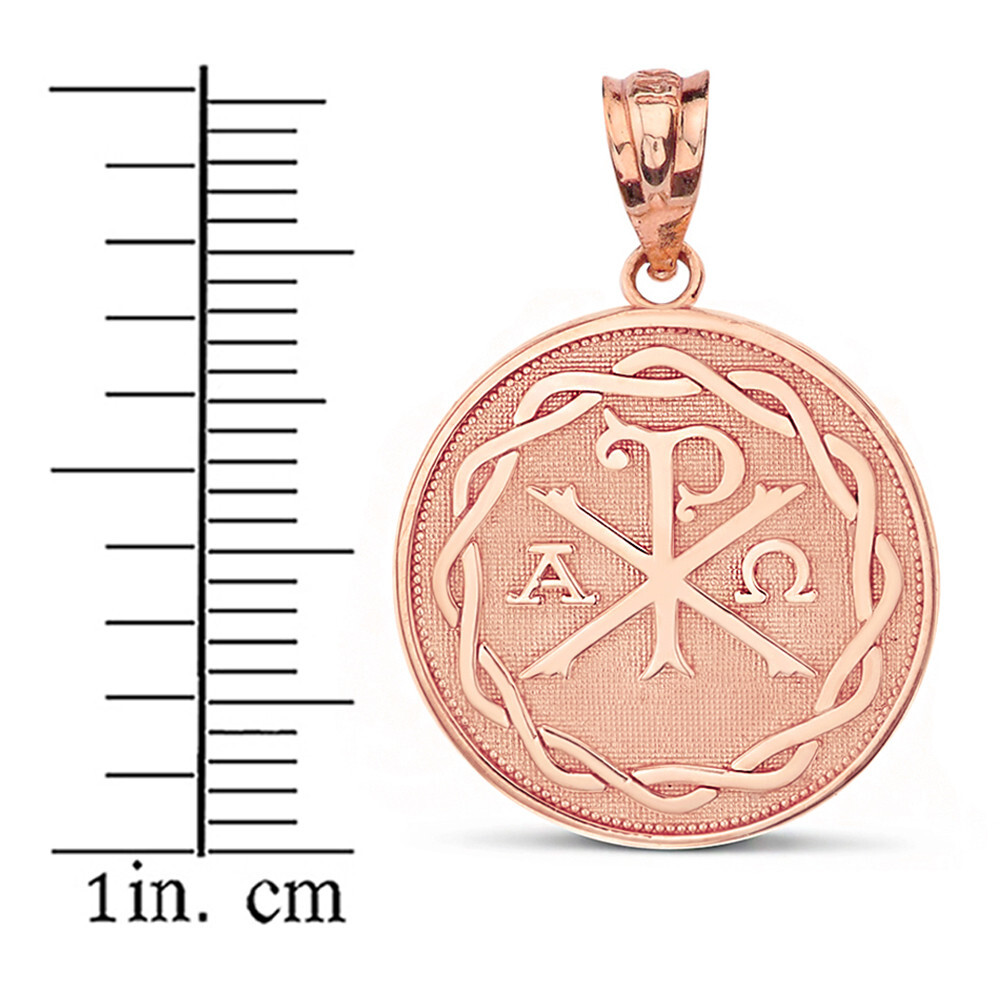 Gold Ancient Christian Chi Rho Px Symbol Disc Pendant(Yellow/Rose/White)