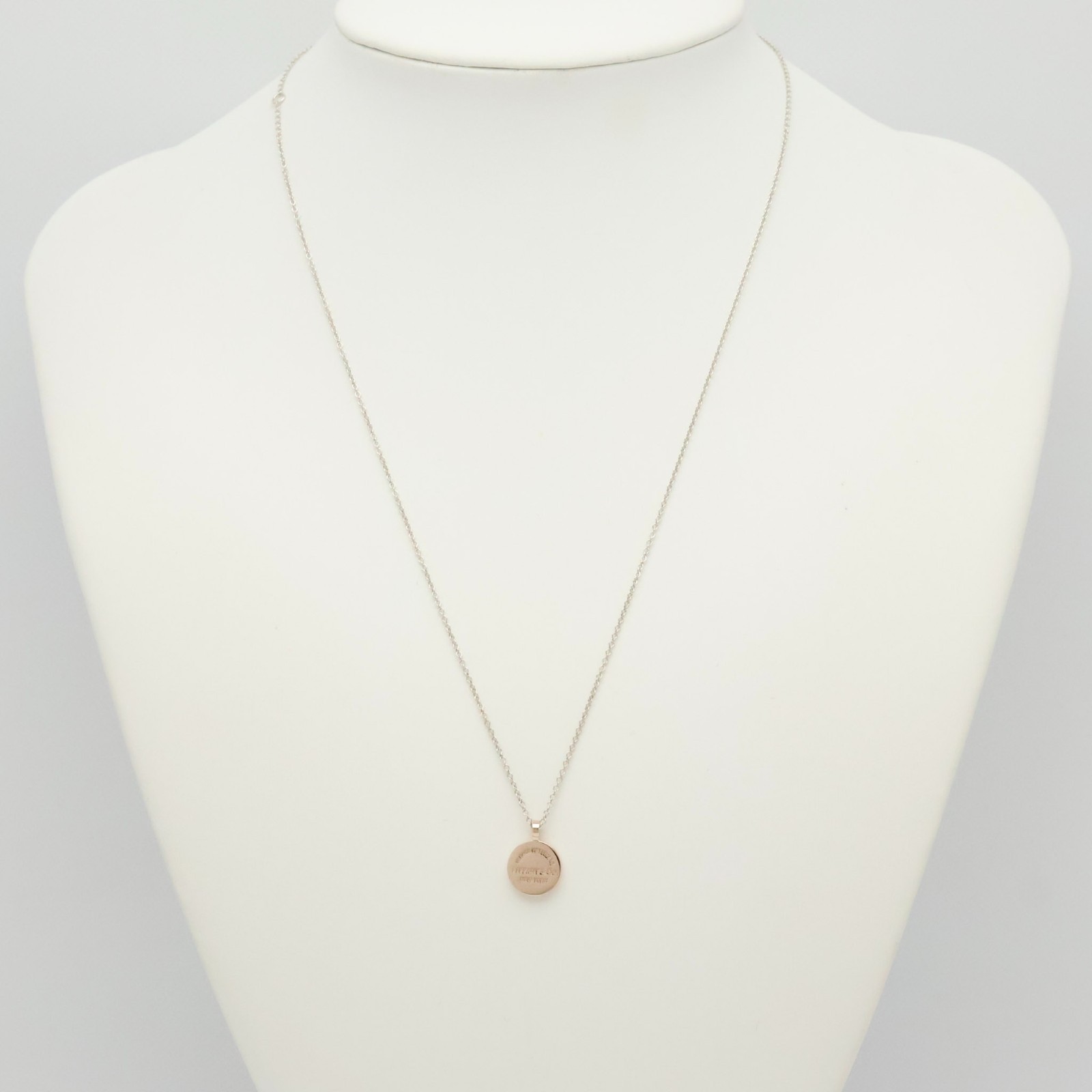 Authentic Tiffany & Co. Return to Round Necklace Silver 925 & Rubedo w/Pouch