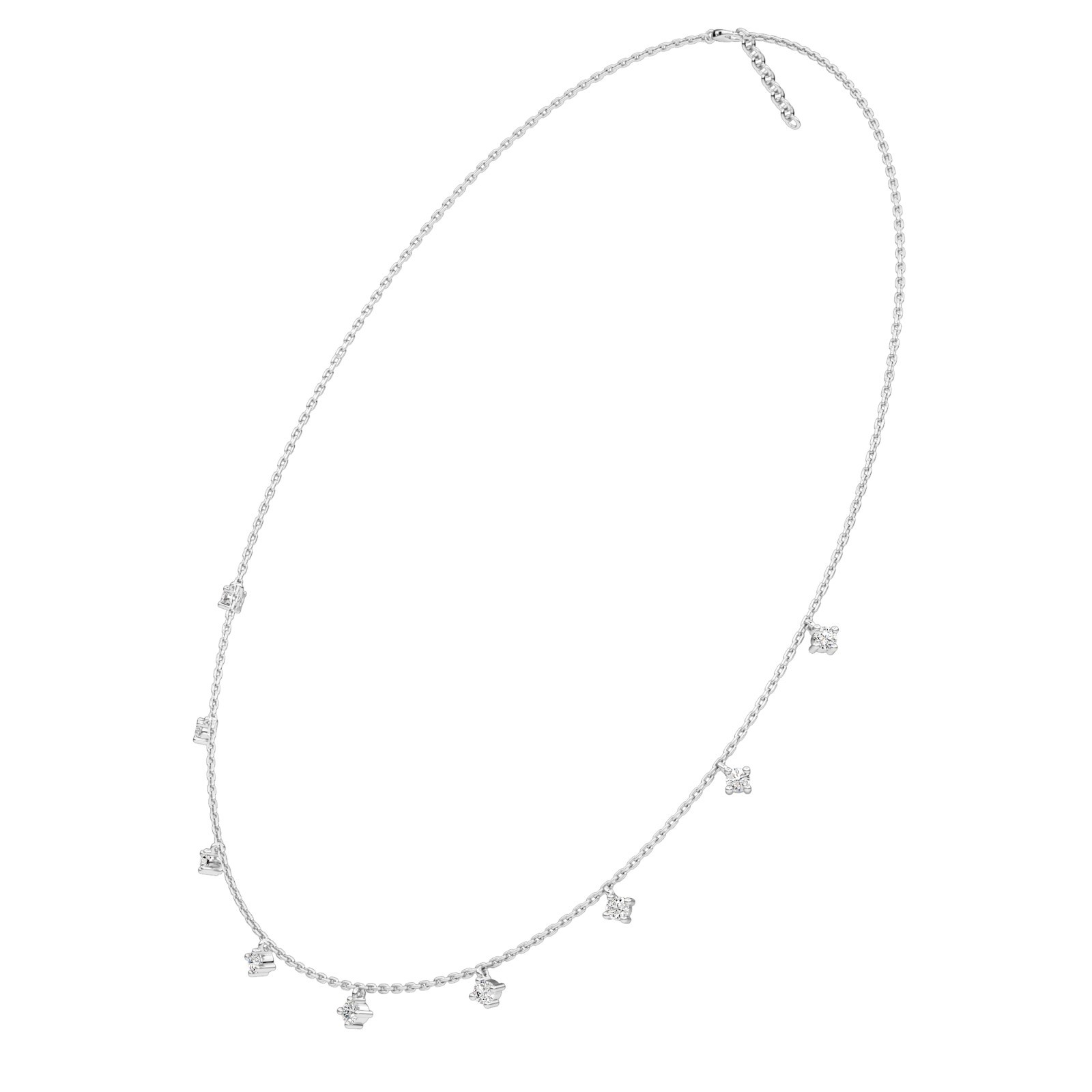 Diamond Necklace 10K 14K 18K Gold Round Brilliant Cut Chain Necklace