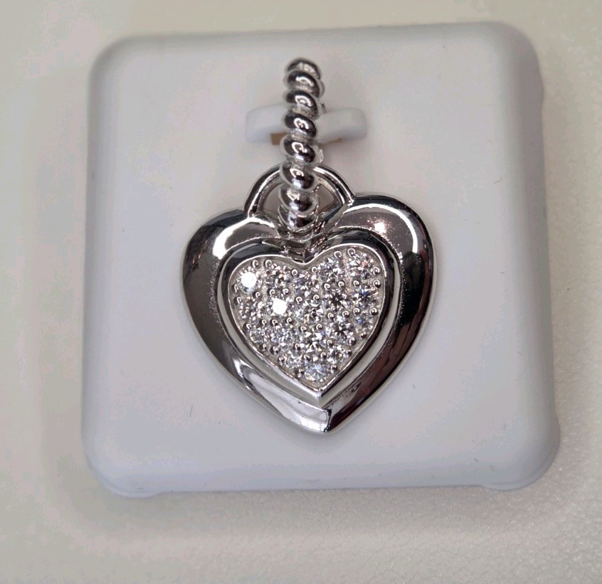 Sterling Silver 925 Heart Pendant with Moissanite 0.25ctw White Colorless Stone