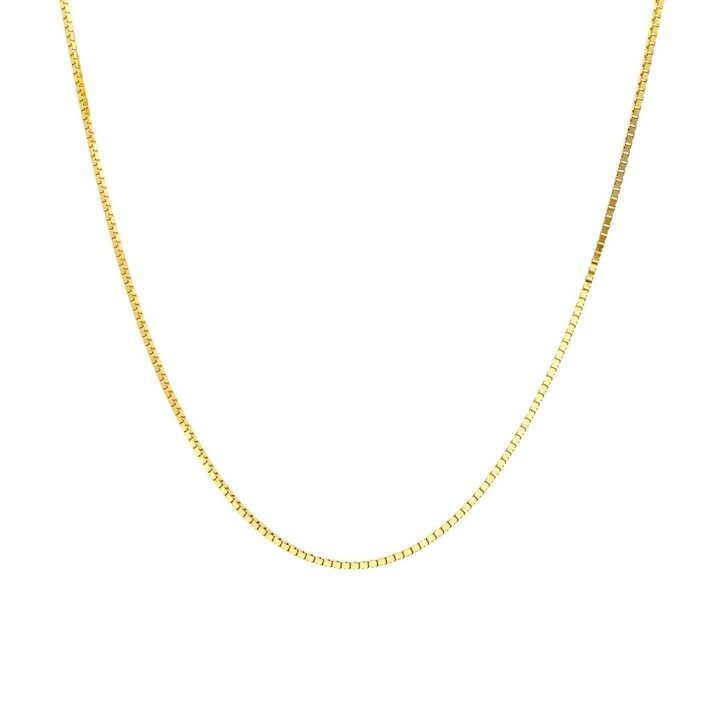 Pretty 14 Karat Solid Yellow Gold 0.45mm Classic Box Chain Necklace – 18 Inch
