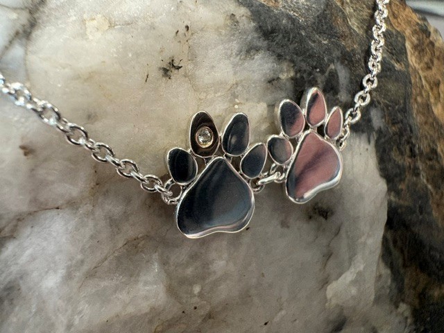Clogau 9ct Rose Gold Paw Prints Sterling Silver Double-Paw Bracelet 16-18.5cm