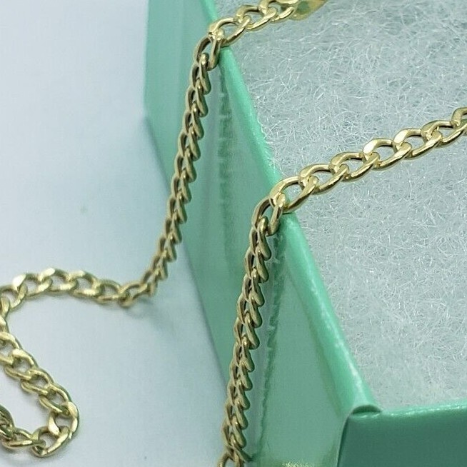 10K Yellow Gold Hollow Cuban Curb Chain Link Necklace Bracelet 3.5mm 4.5mm 7~30″