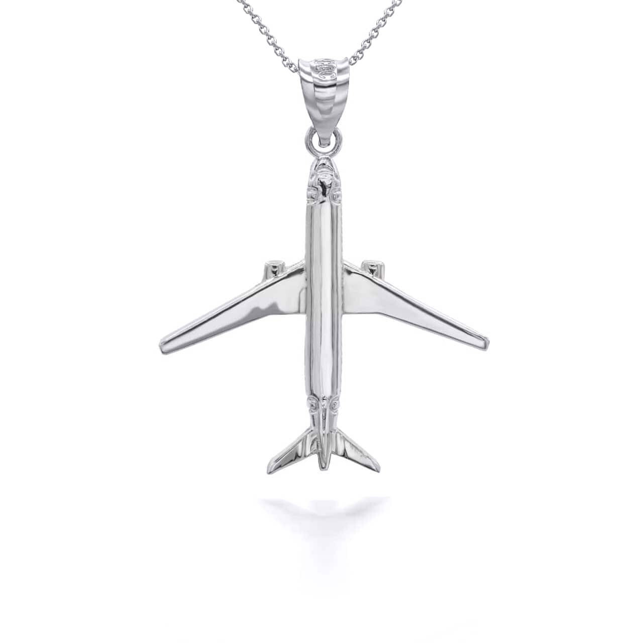 Gold Airplane Travel Charm Pendant Necklace (Available in Yellow/Rose/White)