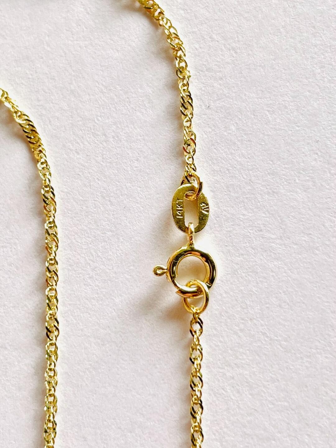 14K Solid Yellow Gold SN-025Y Singapore Chain W: 1.2 mm Length 18 inches (45 CM)