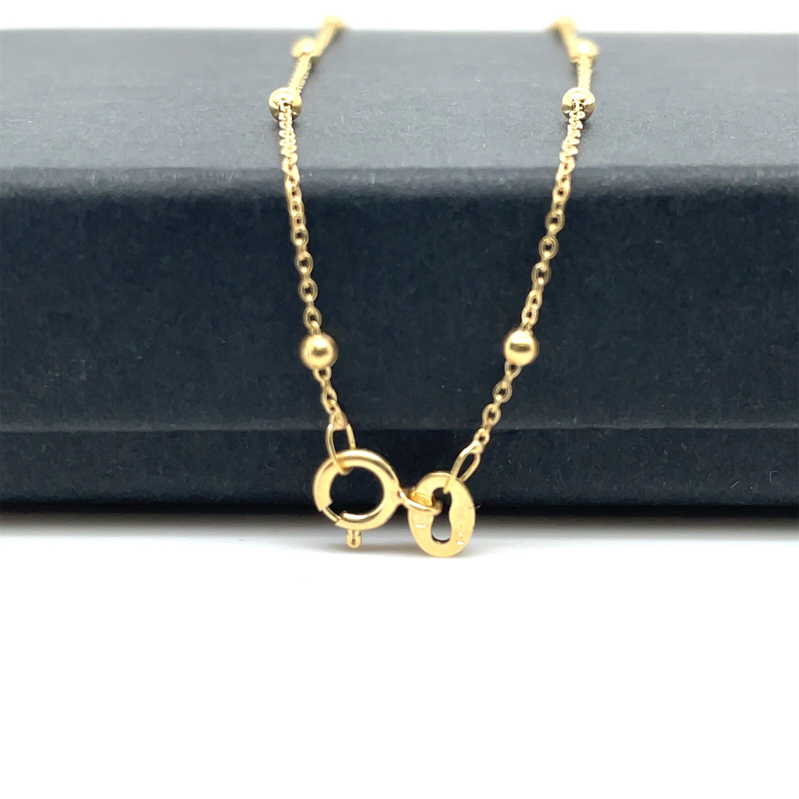 9ct Gold Flat Trace Bead Chain Necklace Link 2mm Ladies Womens 16 18 20 22 24″