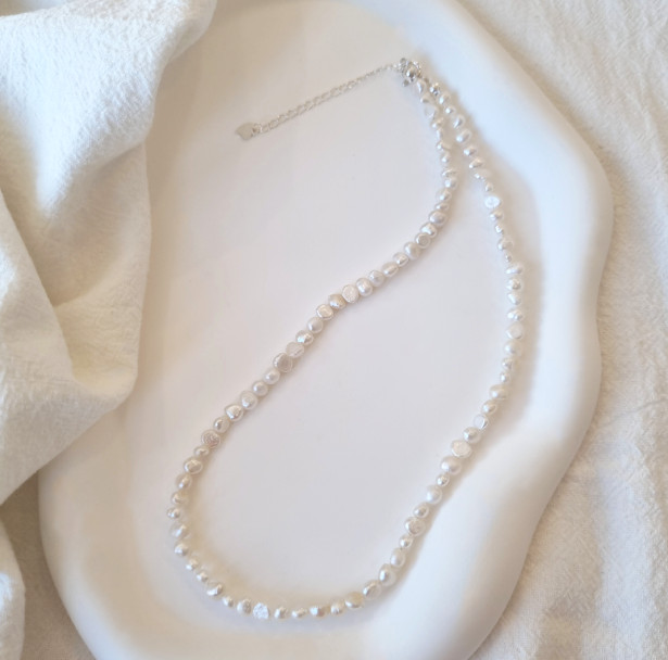 925 Sterling Silver 4mm Natural Freshwater Pearl Choker Necklace Minimalist