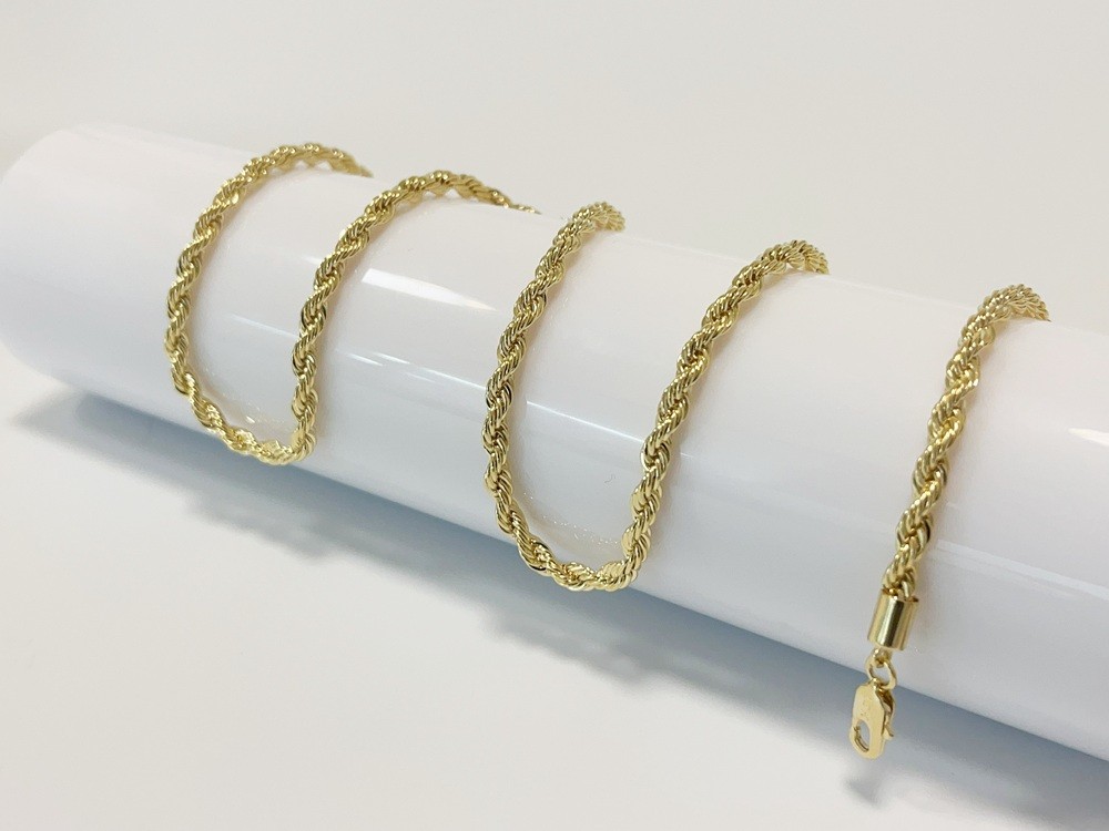 10K Yellow Gold SOLID Rope Chain Necklace Diamond Cut Real Gold 4mm 20inch