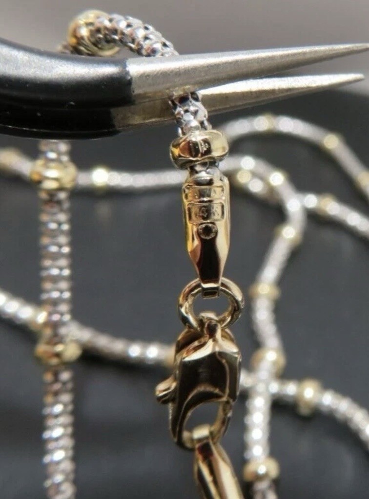 14K YELLOW & WHITE GOLD NECKLACE 19” LONG 2.77 MM THICK 7 grams NEW