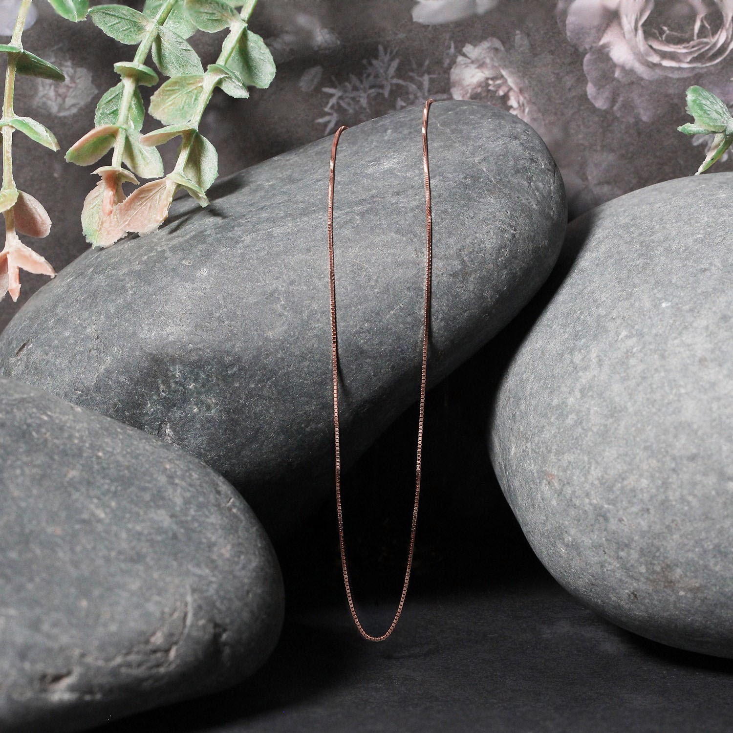 Classic Box Chain, 14K Rose Gold, Size 18, 0.45 mm, Dainty, Polished