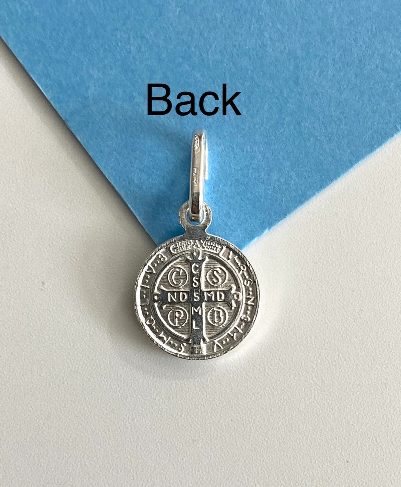 925 sterling silver Saint Benedict 10mm Pendant, 1.5mm Chain Necklace – P157