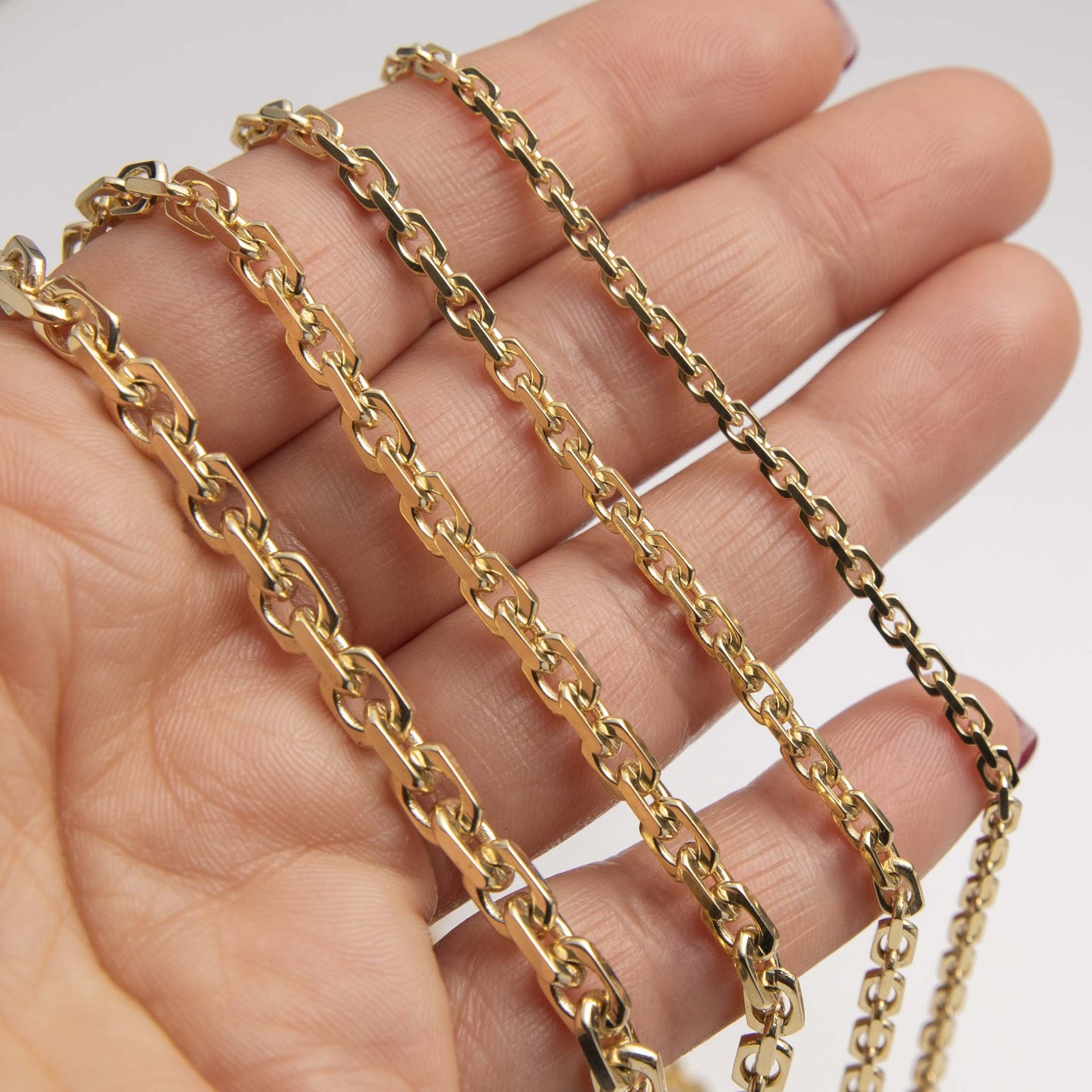 Solid 10K Yellow Gold Shiny Chunky Box Link Chain Necklace Real 10K All Sizes