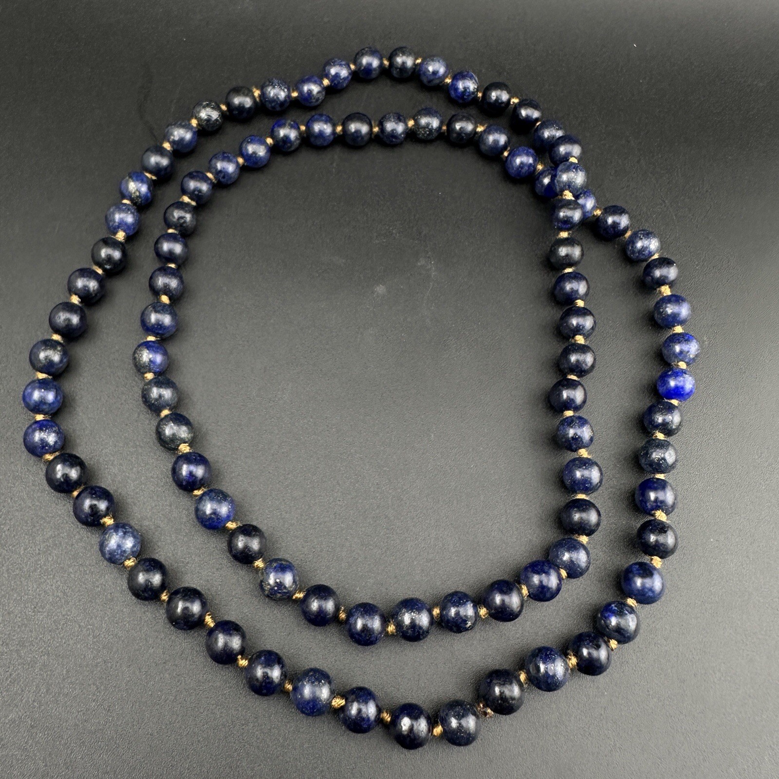 Antique Natural Lapis Lazuli Stone Beaded Necklace Rare