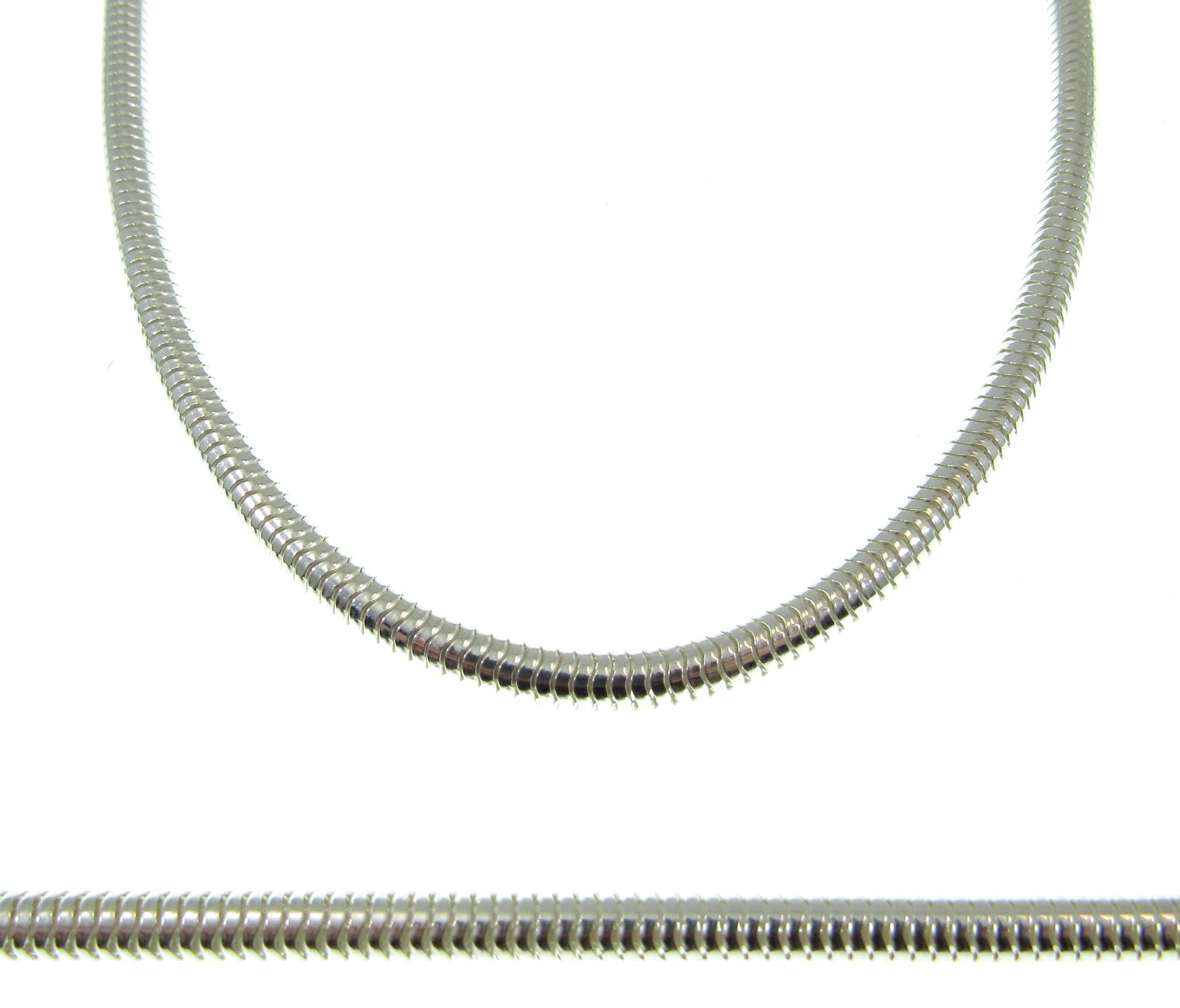 4MM Solid 925 Sterling Silver Italian ROUND SNAKE Chain Necklace, Made In Italy