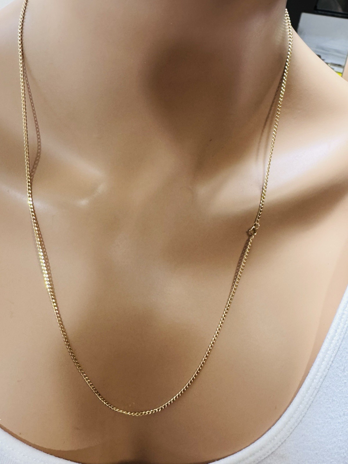 18K 750 Real Fine Mens Women’s Gold Snake Set Necklace 23.5/24” long 2.2mm 9.26g