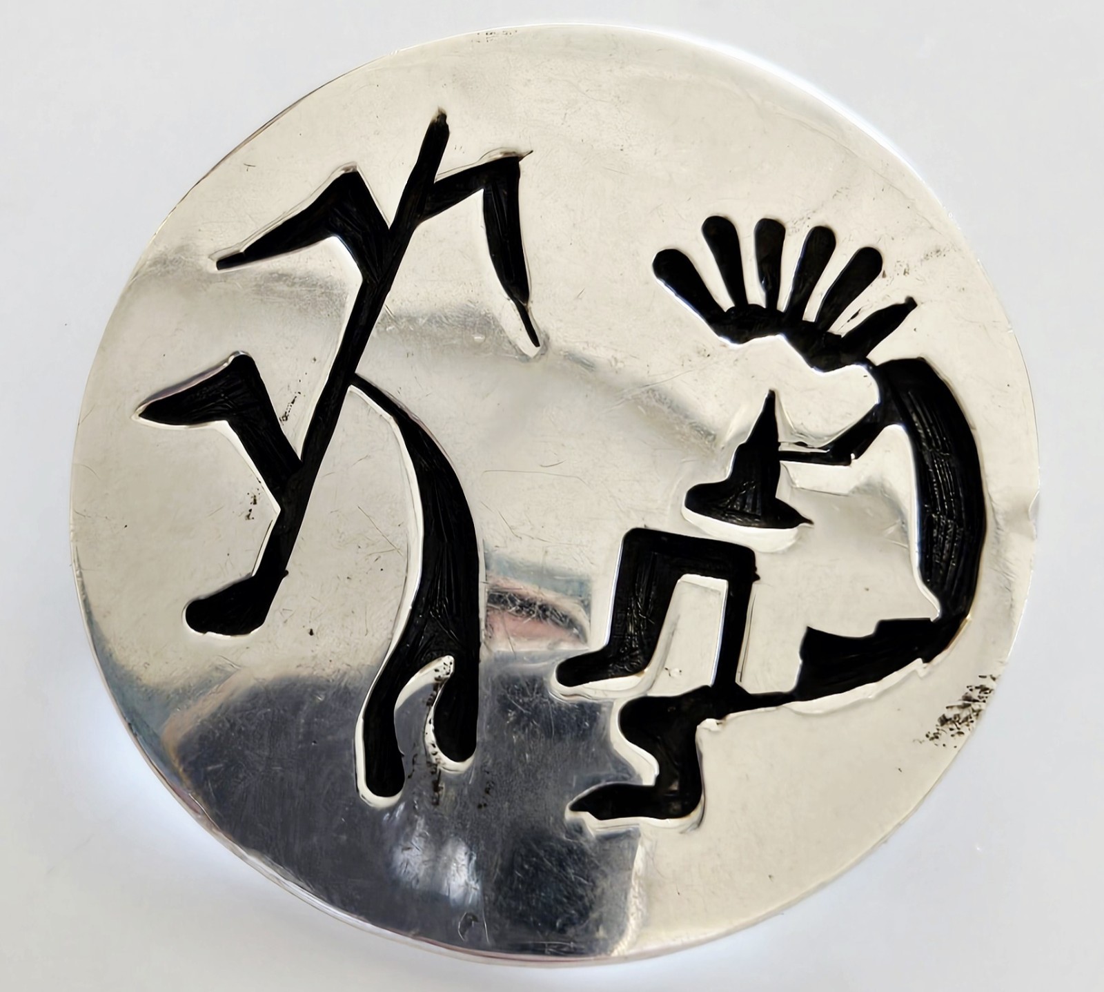Excellent Condition DESIGNER Heavy Sterling TAXCO Kokopelli Pin Pendant
