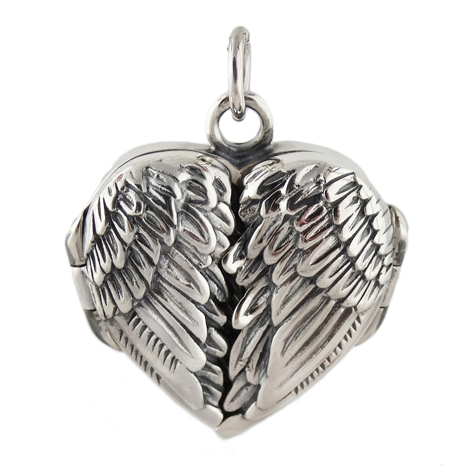 Angel Wings Heart Photo Locket 925 Sterling Silver Pendant or Necklace 16″ 18″
