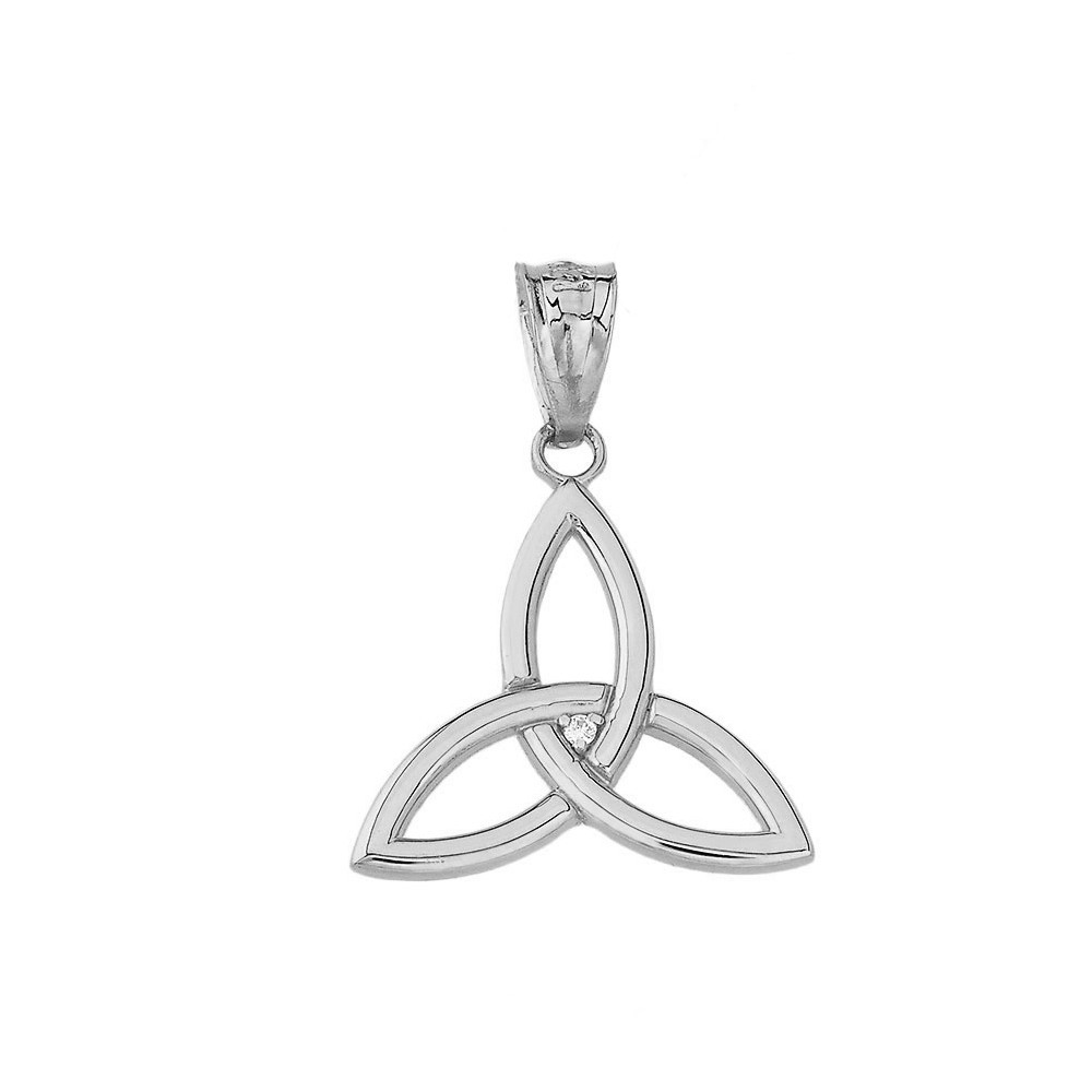 Gold Celtic Knot Triquetra Trinity Diamond Pendant Necklace(Yellow/Rose/White)
