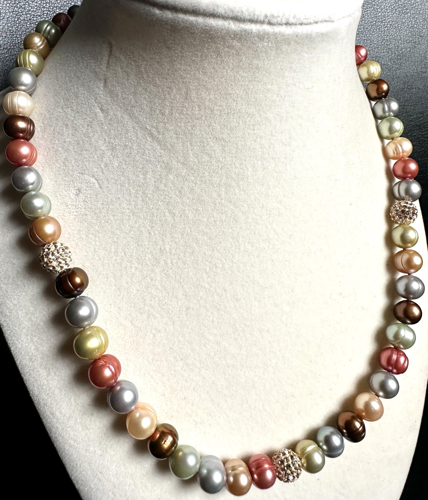 Honora Multicolor Freshwater Pearl Necklace 18″ 925 Sterling Silver 42g