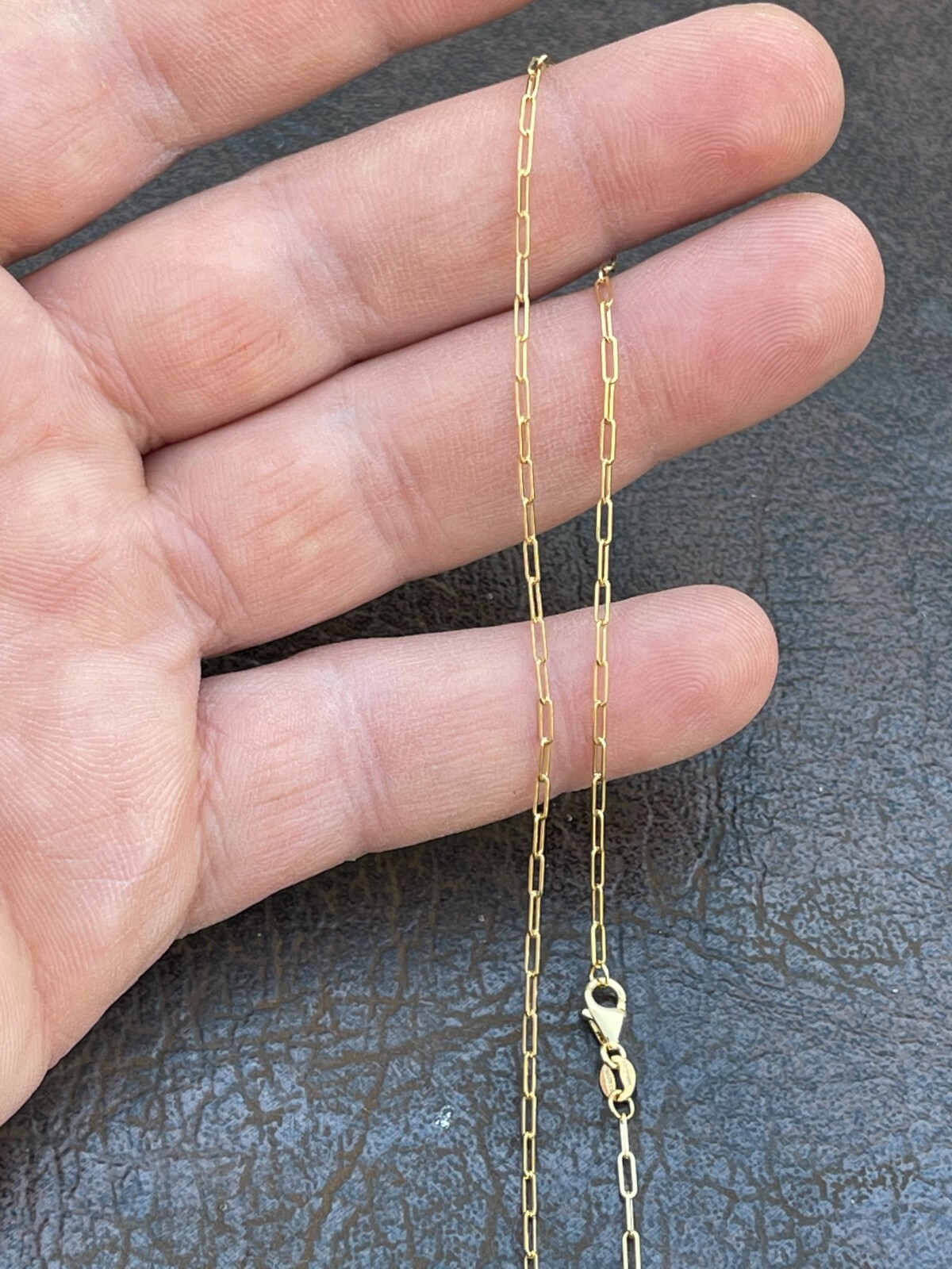Solid 14k Yellow Gold Paperclip Rolo Chain 1.5mm Necklace 16″-24″ Paper Clip