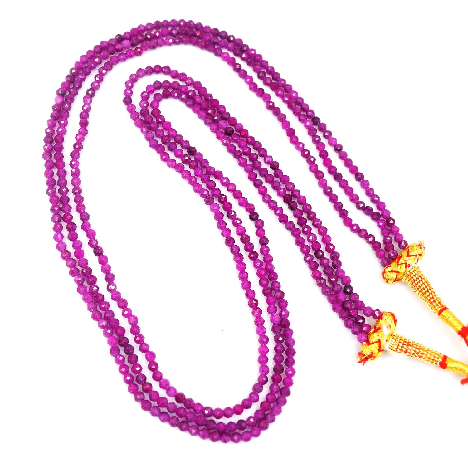 3 Strand Most Outstanding 131.Cts Faceted Red Spinel Beaded Necklace RK 89 AZ27