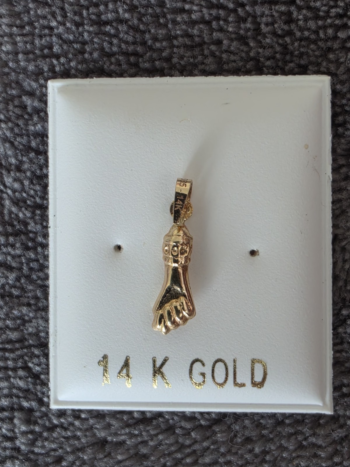 14k Gold Figa Pendant Hand For Good Luck