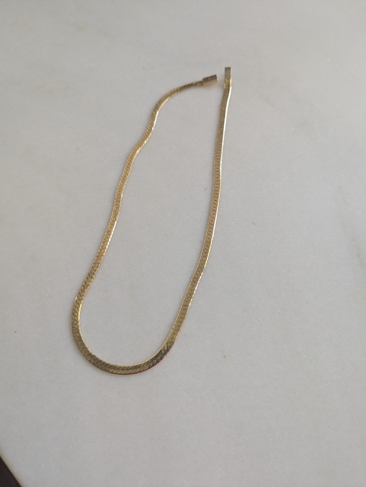 14k yellow gold necklace 20″ Italian herringbone link Wide chain vintage 29 gram