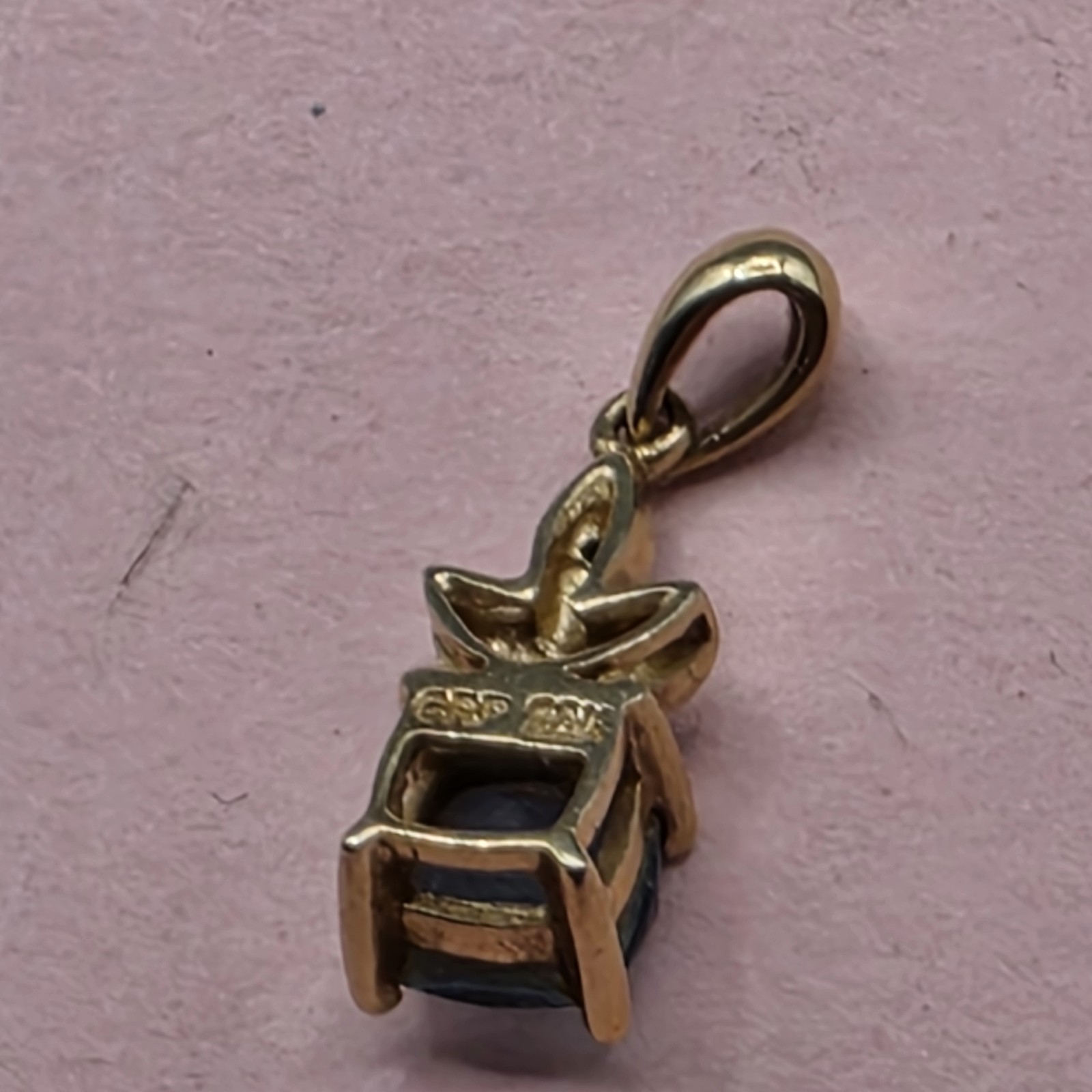 10K Gold Square Blue Topaz Pendant GRP 1.31g Not Scrap